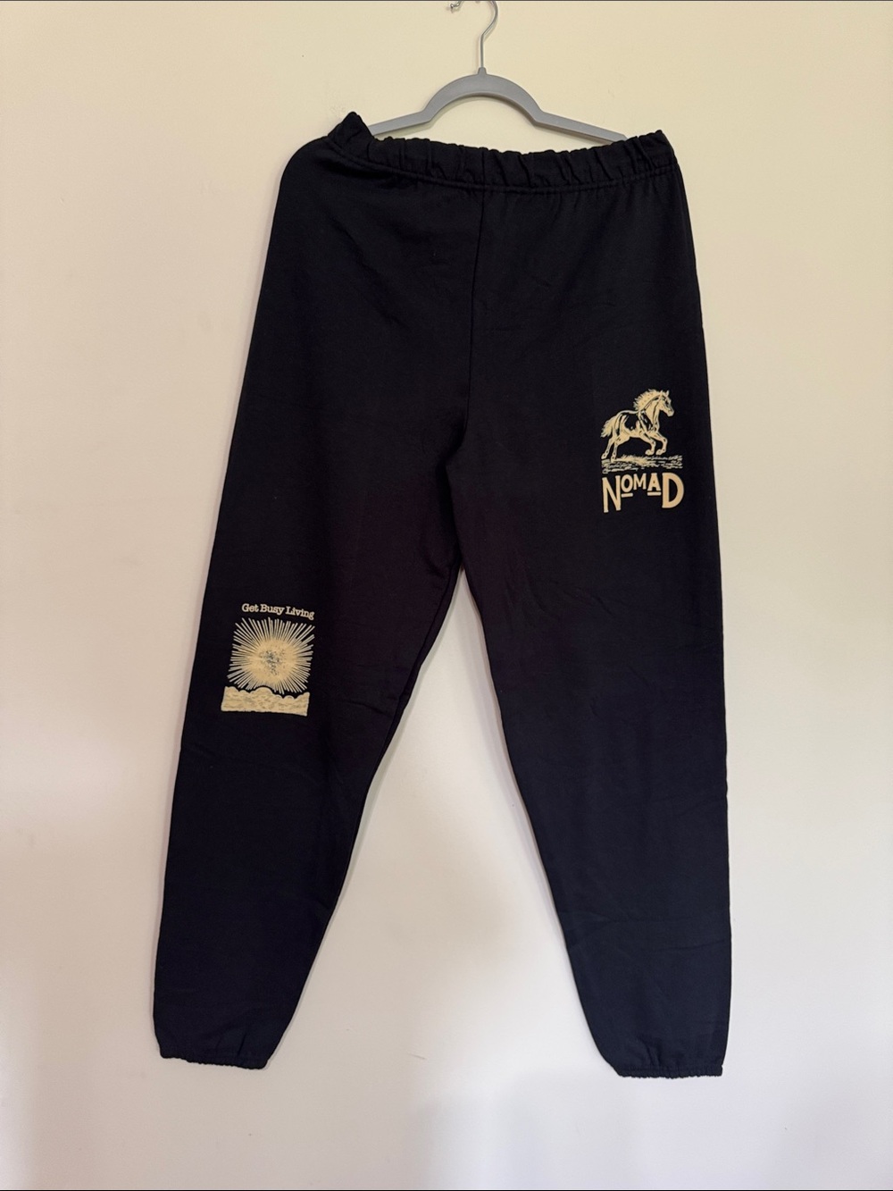 Nomad Black Track Pants with Gold Graphics
